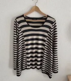 ユナイテッドアローズ　ニット　ボーダーニット　シルク混　チャコール✖️アイボリー