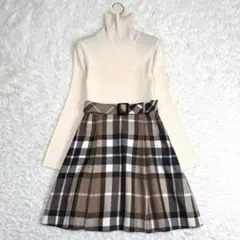 バーバリーブルーレーベル ニットドッキングワンピース ノバチェック Sサイズ