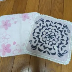 桜柄ハンカチとバラ？モチーフハンカチ　2枚セット★