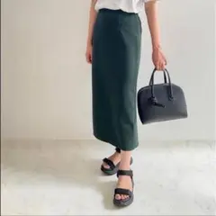 UNIQLO ストレッチダブルフェイスナロースカート グリーンMサイズ