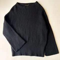 ドゥーズィエムクラス ウールカシミヤ ボトルネック 畦編みプルオーバー ブラック