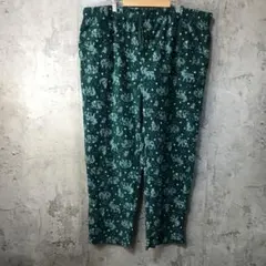 サ*村様 Y5350古着　柄パンツ　パジャマパンツ　緑　90s Y2K