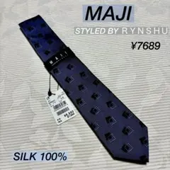 アオキ　大剣幅7cm 小柄　スリムタイ　MAJI ブルー