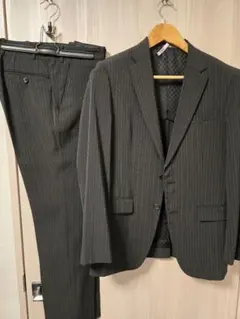 コムサメン ブラック ストライプ スーツ ストレッチ COMME CA MEN