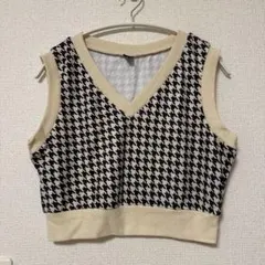 SHEIN 千鳥格子柄 ニットベスト L