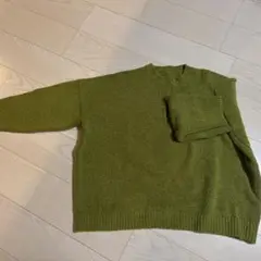 オリーブグリーン 長袖ニットセーター フリーサイズ