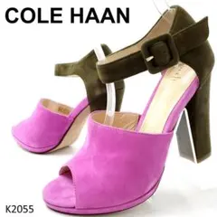 コールハーン　バイカラー　スエード　オープントゥ　セパレート　ストラップ　US6