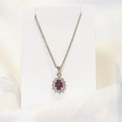 ガーネット　オーバル型ネックレス 1月誕生石