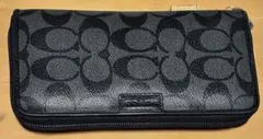 COACH ブラック ロゴパターン 長財布