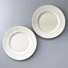 美濃焼　レース　ケーキ皿　取り皿　17cm 窯変ホワイト　2枚のサムネイル