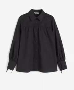 【美品】H&M イギリス刺繍ブラウス ブラック XSサイズ