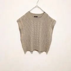 RafRaf　ラフラフ　ケーブル編み　ノースリーブ　ニット　ベスト　M　ベージュ