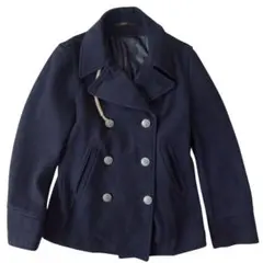 CAMPLIN 肉厚Pコート ロゴ入りシルバーボタン イタリア製 人気のネイビー CAMPLIN 肉厚Pコート ロゴ入りシルバーボタン イタリア製 人気の