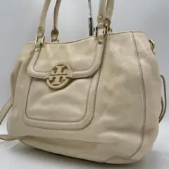 良品 TORY BURCH ショルダーバッグ レザー ホワイト 2way