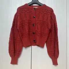 即納 MOUSSY マウジー クロシェライクニット カーディガン オレンジ F