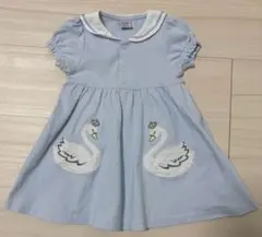 ANNA SUI mini 水色 スワン刺繍 ワンピース