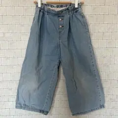 GU ライトブルーデニムワイドパンツ ウエストゴム 140