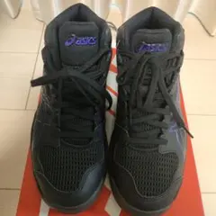 ASICS　 子供　 ハイカットシューズ ブラック/パープル　バッシュ　22.5