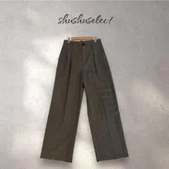 n2256 ジーユー タックセミワイドパンツ ゆったり Lチェック スラックス