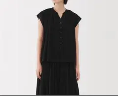 無印良品　強撚ボイル フレンチスリーブブラウス　Mサイズ