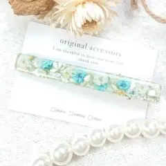 1807＊ハンドメイド♡押し花のヘアクリップ　パールグリーン