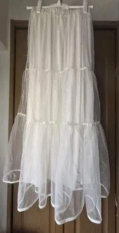 チュールスカート ホワイト ブラック M