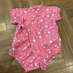 ピンク 花柄 甚平 70サイズ