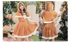 サンタ 衣装 トナカイ コスプレ レディース ワンピ ケープ付き クリスマス