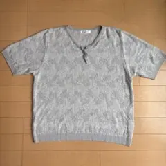 半袖ニット　ブラウス　グレー Vネック　日本製