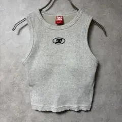 DC Shoes DC ロゴ 刺繍 リブ タンクトップ グレー Mサイズ