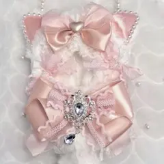 10cm ちびぐるみ ぬい服 着ぐるみ パールピンク 猫耳 推しぬい #22