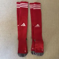 adidas レッド ストライプ ソックス　サッカー　キッズサイズ　2足セット