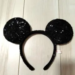 ディズニー　カチューシャ　スパンコール ミッキー　黒