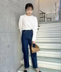 【美品】スローブイエナ　ドットボリュームパフスリーブブラウス