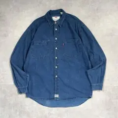 古着 90s LEVI’S デニムシャツ 濃紺 ネイビー ブルー リーバイス 青
