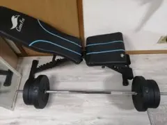 【引取限定】筋トレセット　インクラインベンチ　バーベル、プレート計約40kg