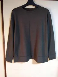 XXL/深緑/美品/ユニクロ/ソフトニット フリース クルーネックT 3L