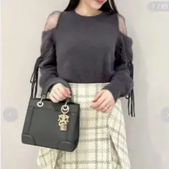 スナイデル　シースルーショルダーニットプルオーバー　グレー