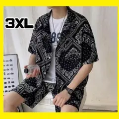 ペイズリー柄　セットアップ　バンダナ柄　上下セット　半袖　短パン　ハーフパンツ