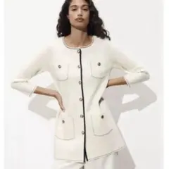 ZARA ザラ ロングニットカーディガン ミニワンピース エクリュ ホワイト