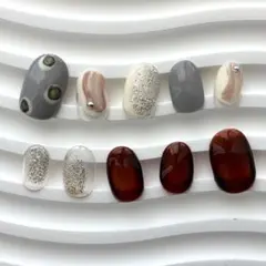 冬 ネイルチップ ニュアンスネイル マグネットネイル 卒業式ネイル 個性派ネイル