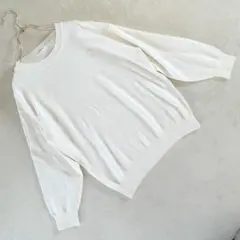 シネマクラブ クルーネック ニットプルオーバー ホワイト Mサイズ レディース