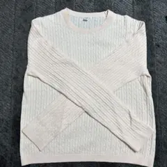 UNIQLO ケーブル編み クルーネックセーター 長袖 ピンク M