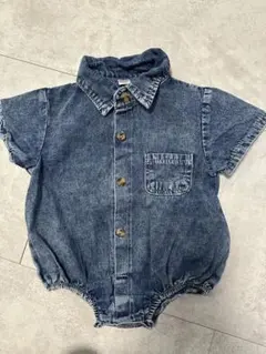 デニムロンパース ベビー半袖ロンパース