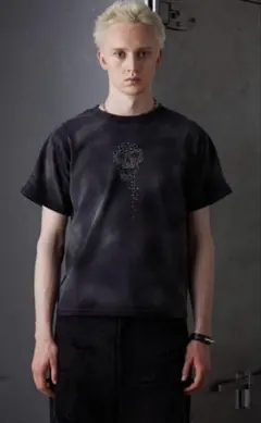 【新品未使用】Grancy ロンT グレー S GRANCY】LinestoneDesign Graphic Damage LongTee / ライン