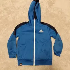 お値下げ　adidas フード付きジャージ パーカー　キッズ　青　130㌢