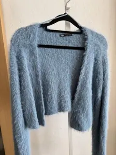 ZARA フワフワライトブルーカーディガン