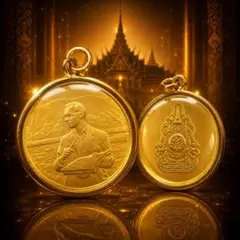 タイ王室 ラーマ9世 プミポン国王 記念メダル ゴールド ペンダント 