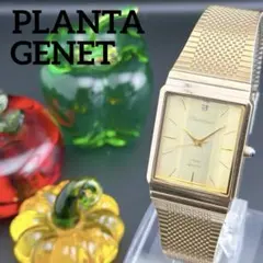 希少】PLANTA GENET タンクスクエア ゴールド クォーツメンズ腕時計 