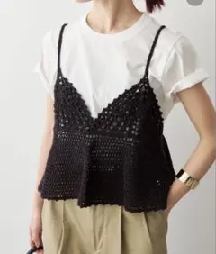 美品 Spick and Span クロシェニットキャミソール ブラック